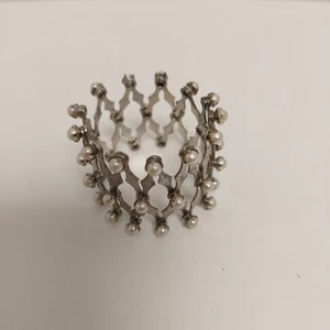Moño de pelo expandible vintage - Soporte de cola de caballo con perla sintética que falta 1 perla - Imagen 1 de 9