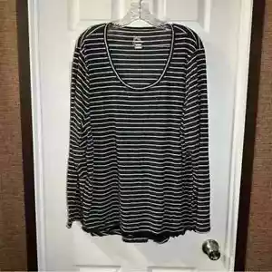 JMS Just My Size Dark Grey Striped Scoop Neck Long Sleeve Top size 3X - Picture 1 of 9