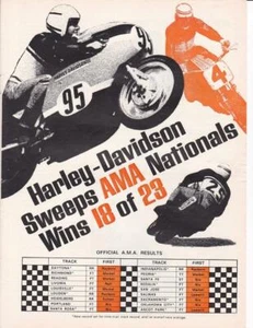 1969 Harley-Davidson Racing Print-Ad/Sweeps AMA Nationals 18 of 23 Races - Bild 1 von 1