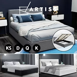 Artiss Bed Frame Queen Double King Single Size Gas Lift Base With Storage NINO - Picture 1 of 20