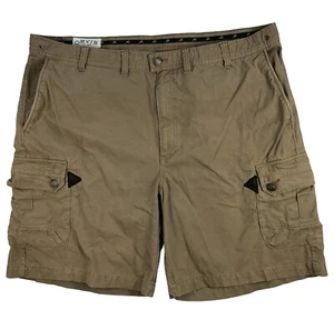 Orvis Mens 42 Khaki Canvas Leather Trim Cargo Fishing Shorts - Picture 1 of 11