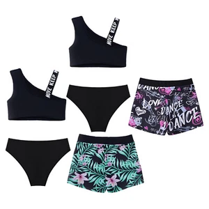 Traje de baño deportivo tankini para niñas 3 piezas con pantalones cortos conjunto traje de baño - Imagen 1 de 30