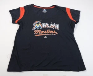 Majestic Damen Miami Marlins Logo V-Ausschnitt T-Shirt Gr. XL - Bild 1 von 5