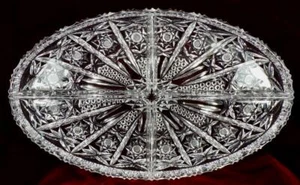 Relish Dish 4 Part Cut & Pressed Glass European Oval Large A Beauty - Picture 1 of 6
