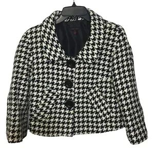LAST KISS Ladies Size Medium Houndstooth Cropped Jacket with Slit Pockets - Picture 1 of 6