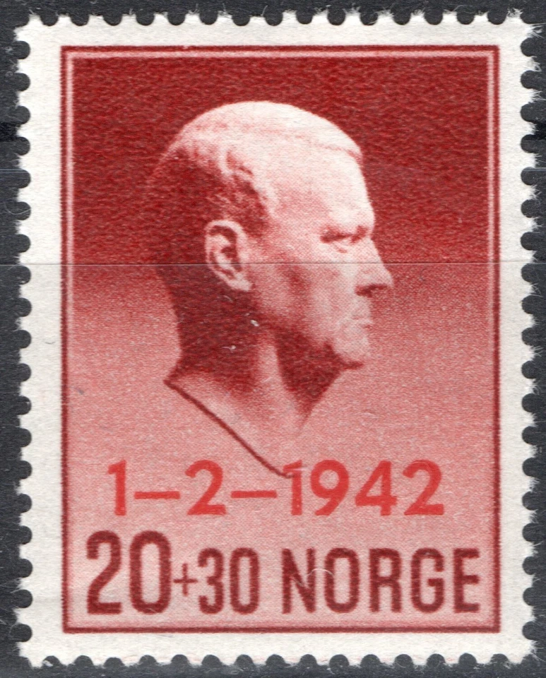 44 Norway 1942, NK 301, Quisling overprinted 1-2-1942, MNH, MI 266, SC #B26. - Image 1 of 1