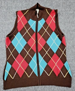 Fairway Greene Pullover Weste Damen Large Golf durchgehender Reißverschluss Wolle Argyle klassisch - Bild 1 von 15