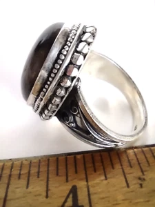 Vintage Labradorite? 925 Silver Large Oval Bezel Set Ring *Size 7.5 - Picture 1 of 8