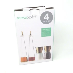 NEW 4 PIECE GLASS OLIVE SALT PEPPER KITCHEN STORAGE CONTAINER SET SERVAPPETIT - Picture 1 of 3