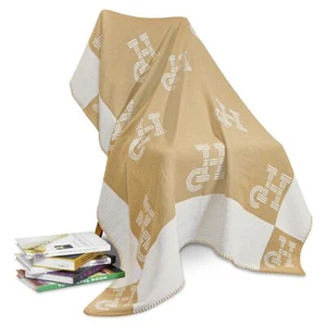 Khaki Knit Wool Throw Blanket Soft Decorative Blanket for Sofa 51x63 Inch - Picture 1 of 6