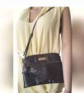 New Age Genuine Leather Reptile Embossed Cross Body Bag - Picture 1 of 11