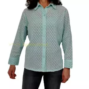 Sigrid Olsen Größe 2X Damen Bluse mit Ösen Aqua Pastell Ostern Frühling Übergröße - Bild 1 von 12