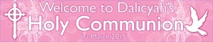 2 x Personalised First Holy Communion Banners - Pink or Blue - Picture 1 of 2