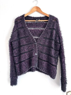 Suéter Guess Púrpura Negro Cuello en V Abotonado Manga Larga Transparente Difuso Para Mujer XS Foto 1 de 4