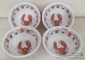 4 NEW MELAMINE LOBSTER THEME NAUTICAL BEACH HOUSE MELTED DRAWN BUTTER BOWL DISH - Picture 1 of 2