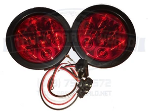 (2) Red 10 LED 4" Round Truck Trailer Brake Stop Turn Tail Lights 12/24V - Picture 1 of 3