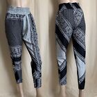 Blu Moon black ans white faux patchwork paisley floral polyester casual pants