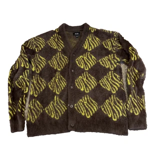 Cárdigan Suéter Huf F IT Manga Larga Marrón Amarillo Difuso Talla M - Imagen 1 de 8