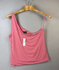 J.Crew One Shoulder Tank Womens L Form Knit Double Layered Cropped Soft Stretch - Picture 1 of 13