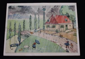 C272 Affiche Scolaire vintage IL GELE / CLIMAT CHAUD Ecole11 12 Rossignol - Picture 1 of 1