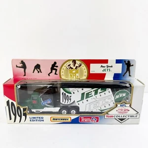 Vintage 1995 NEW YORK JETS Matchbox Peterbilt Tractor Trailer Semi Limited Ed - Picture 1 of 6