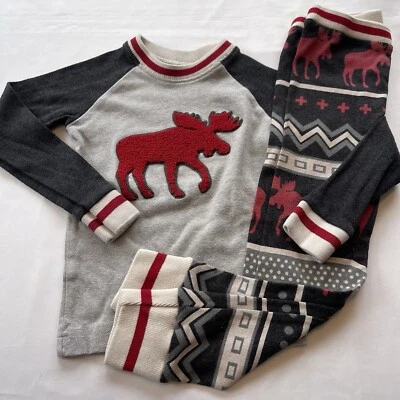 MOOSE Pajama set 4T Boy/Girl matching set Long sleeved Lazy One 100% cotton EUC - Image 1 of 4