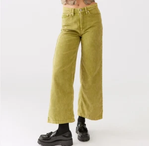Urban Outfitters BDG pantaloni donna gamba alta e larga 27 velluto a coste verde caviglia retrò - Foto 1 di 6