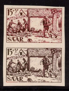 Saar 370 P 2 Probedruck ungezähnt Paar in 2 Farben postfrisch geprüft (22935) - Picture 1 of 3