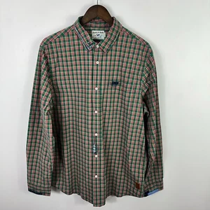 Scotch Soda Button Down Shirt Men XL Green Red Plaid Organic Cotton Old Money - Picture 1 of 9