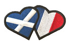 Scotland Saltire & France Hearts Friendship Embroidered Sew/Iron On Patch (A)
