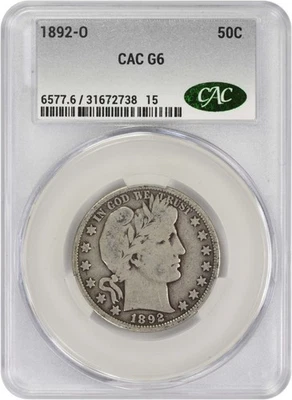 1892-O Barber Silver Half Dollar G06 CACG - Image 1 of 2