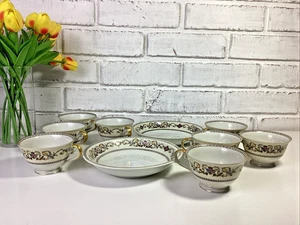 Vintage Meito Elfenbein China besetzt Japan 8 Teetassen 2 Suppenschüsseln 7,5" - Bild 1 von 19