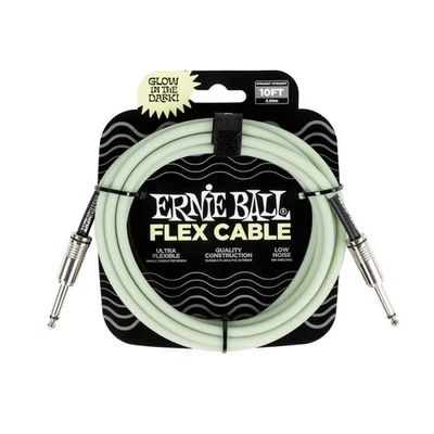 Cable de instrumento de guitarra Ernie Ball Flex, recto/recto 10', que brilla en la oscuridad Foto 1 de 2
