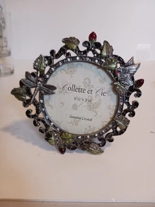 Cornice portafoto Collette Et Cie smalto cristallo farfalla drago cavalletto floreale mante - Foto 1 di 8