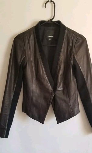 VETEMENTS Giacca donna Trouve in pelle nera morbida morbida maglia orlo foderato tgXs Snap...