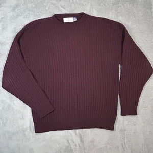 Vintage Bill Blass USA Cable Knit Sweater XL Burgundy 100% Cotton Hand Framed - Picture 1 of 7
