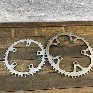 Vintage Sugino Road Bike Chainring Set 110 BCD 5-Bolt 52T 42T Alloy Double - Picture 1 of 15