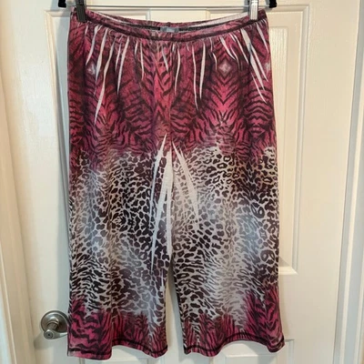 OneWorld Sleep Pajama Pants Large Pink Animal Print Lounge Wide Leg Stretch - Image 1 of 4