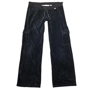 Max Studio Y2k Velour Cargo Pants Womens S Black Corduroy 2000s Low Rise Bratz - Picture 1 of 6