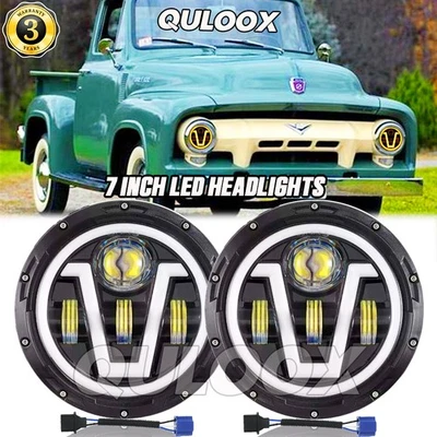 Pair 7" Projector LED Headlights fit Ford F-100 Pickup 1953 1954 1955 1956 1957 Foto 1 de 4