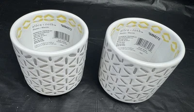 Conjunto de 2 vasos suculentos Allen + Roth 3,03”L x 3,03”H cerâmica cinza plantadeira interna - Imagem 1 de 4