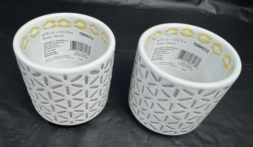 Набор из 2 Allen + Roth 3,03 «W x 3,03» H серый керамический комнатный горшок суккулент горшки - Изображение 1 из 4