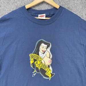 Vintage Coop Shirt Mens XL Navy 90s Pin Up Poster Pop Cartoon Nun Girl Skate USA - Picture 1 of 8