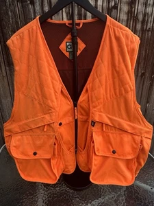Blaze Orange Hunting Vest Men  XL w/ Cargo Pockets and Game Bag great condition  - Picture 1 of 24
