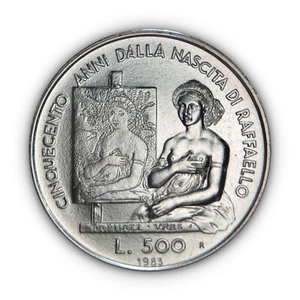 SAN MARINO. 1983, 500 Lire, Silver - Raphael, La Fornarina, Portrait of a Young - Picture 1 of 6