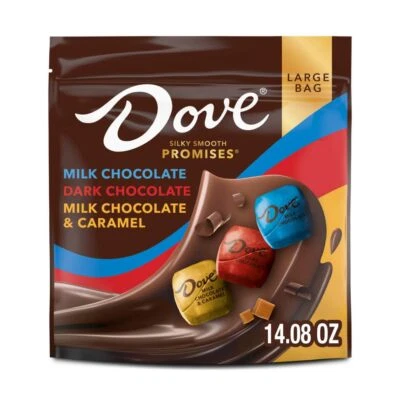Variedad de chocolate con leche, chocolate negro y chocolate con leche y caramelo Dove Promises Foto 1 de 4