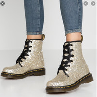 Dr. Martens 1460 Pascal Leather Boot in Gold Iridescent Crackle MSRP $185 | eBay