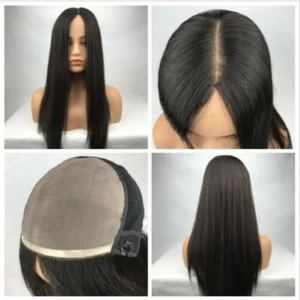 100% Human Hair Wigs Hot Sale Wig Fashion Long 1B# Straight Full Lace Wig 26 in - Picture 1 of 9