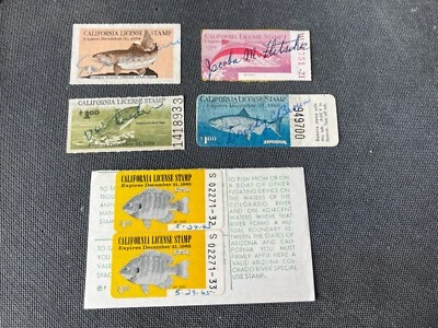 US 1958, 1959, 1960, 1961 and 2-1965 California Trout stamps used - Image 1 of 4