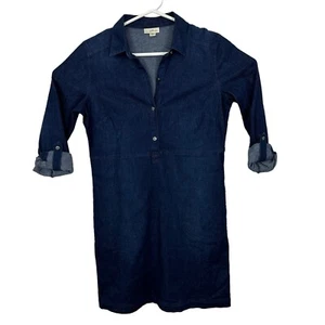 J Jill Chambray Denim Hemdkleid hohe Taille Langarm Damengröße XS blau gebraucht, in einwandfreiem Zustand - Bild 1 von 7